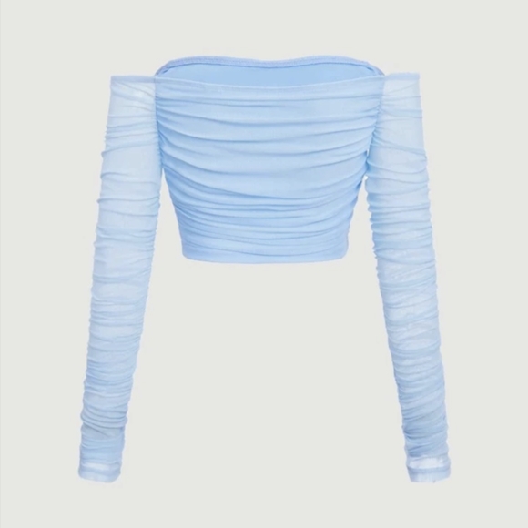 Shein baby blue ruched crop top - Picture 2 of 2